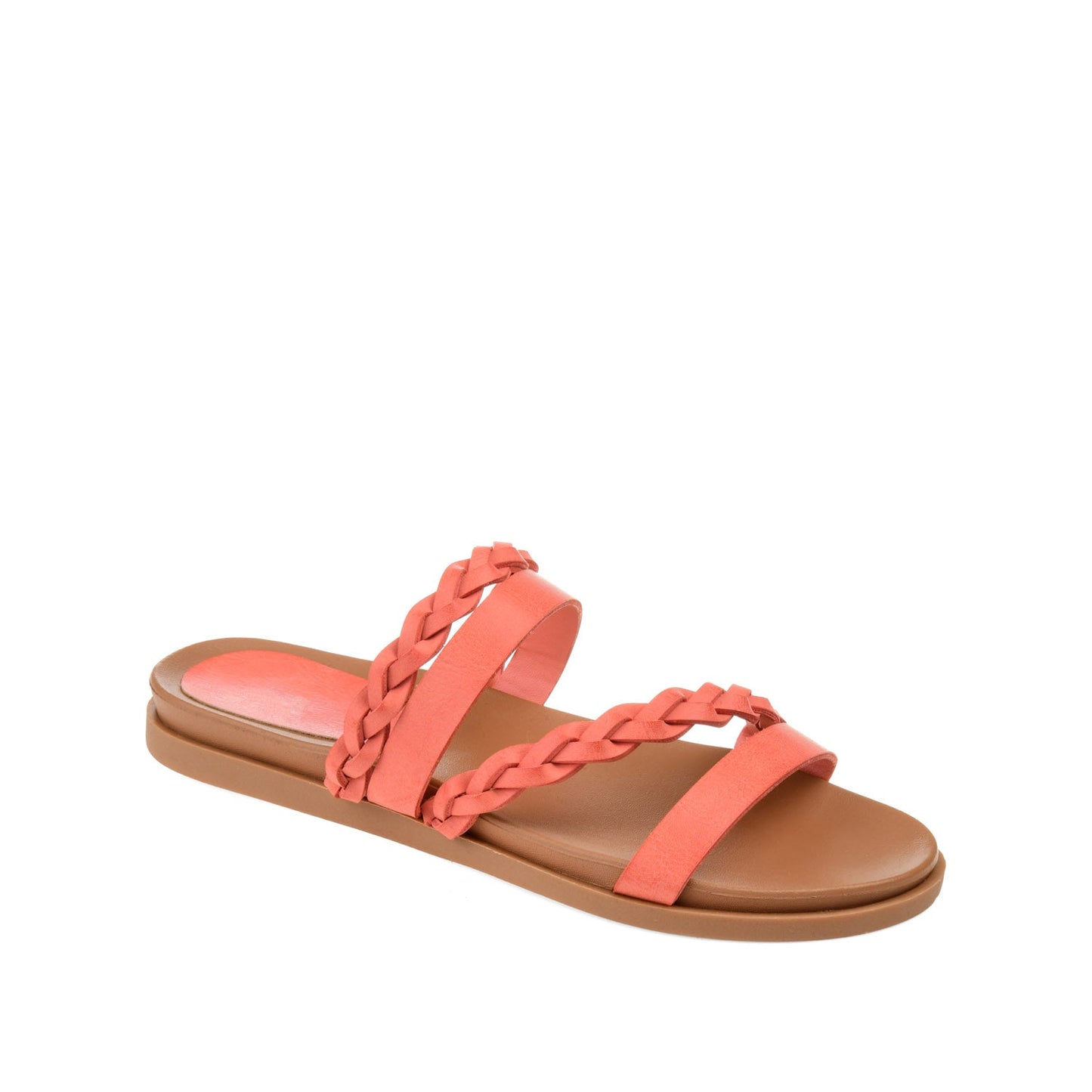Journee COLETTE SLIDE SANDALS IN VEGAN LEATHER - Coral
