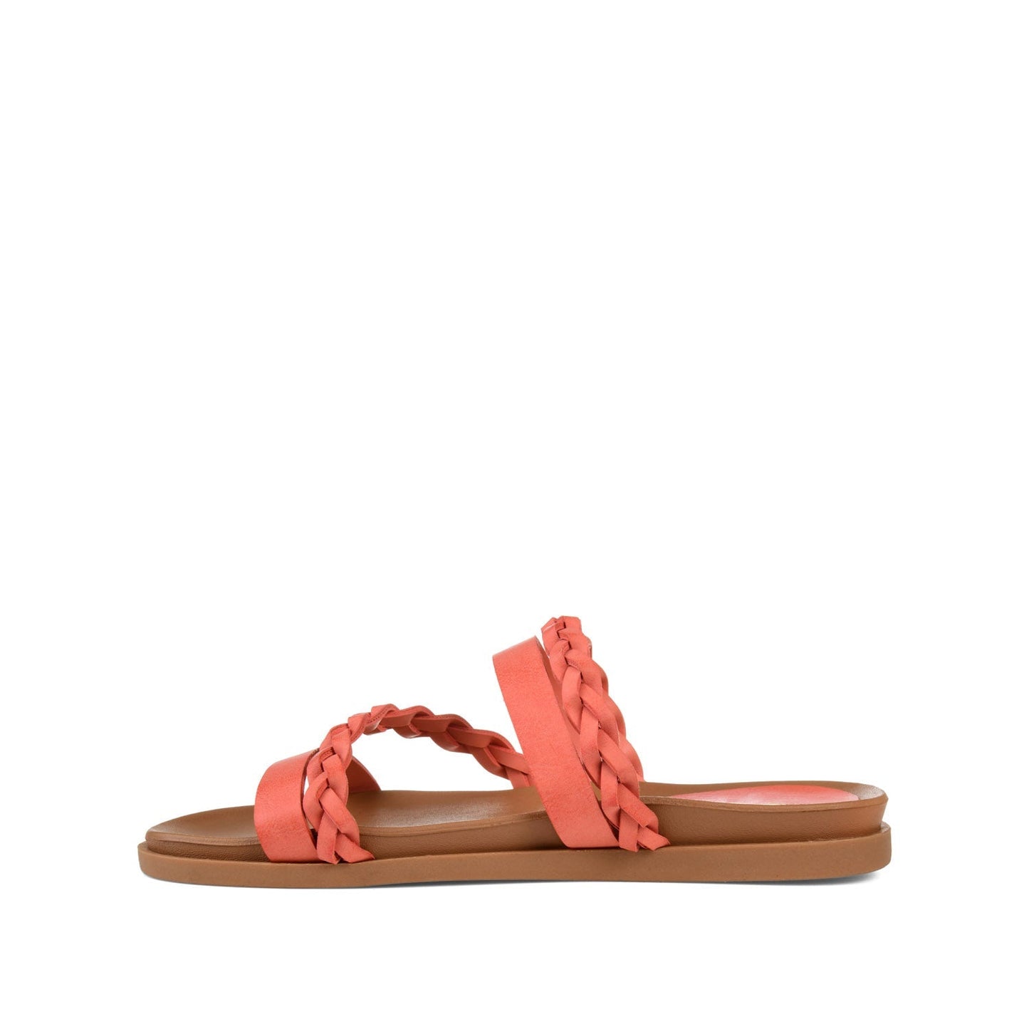 Journee COLETTE SLIDE SANDALS IN VEGAN LEATHER - Coral