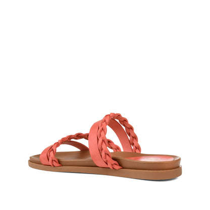 Journee COLETTE SLIDE SANDALS IN VEGAN LEATHER - Coral