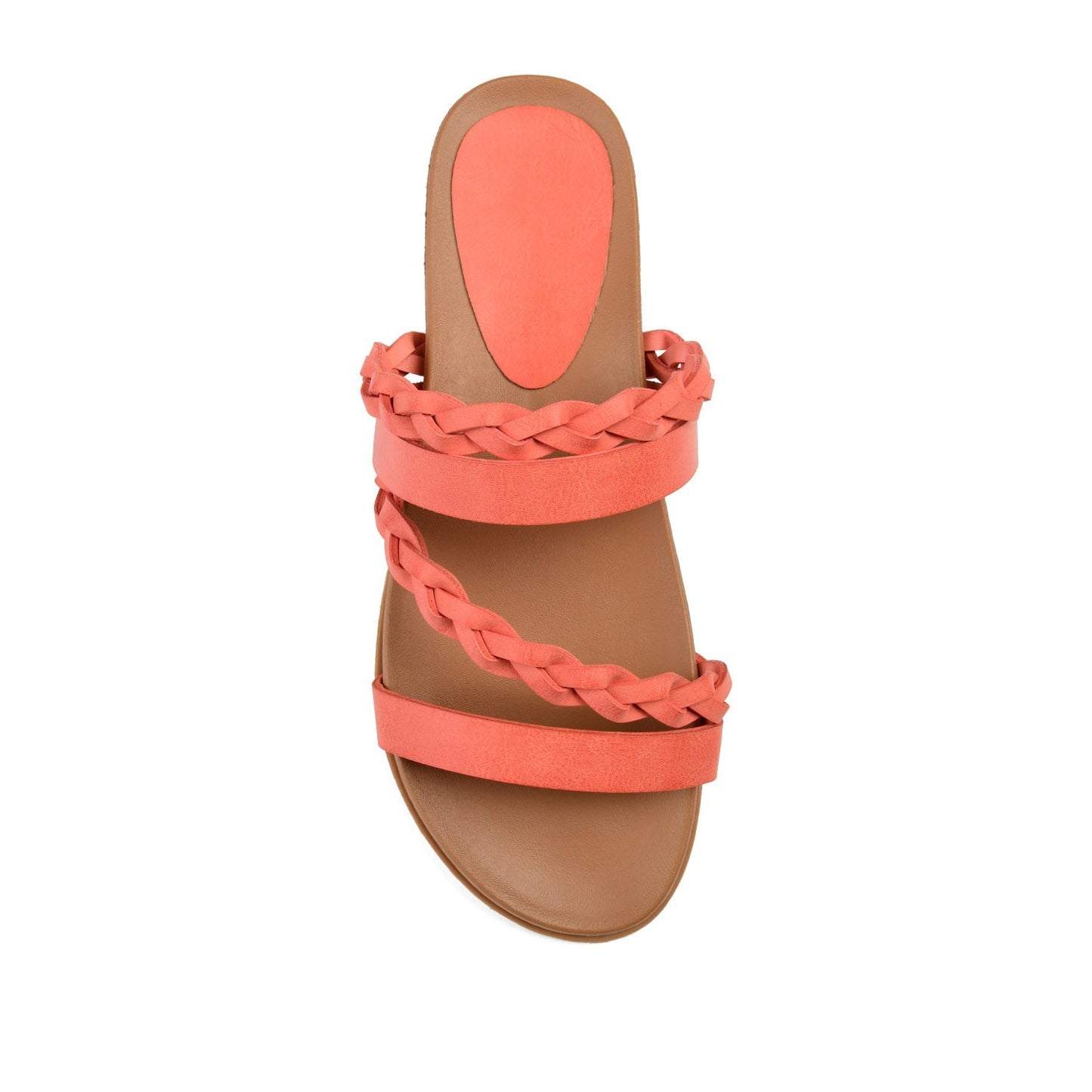 Journee COLETTE SLIDE SANDALS IN VEGAN LEATHER - Coral