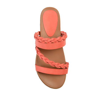 Journee COLETTE SLIDE SANDALS IN VEGAN LEATHER - Coral