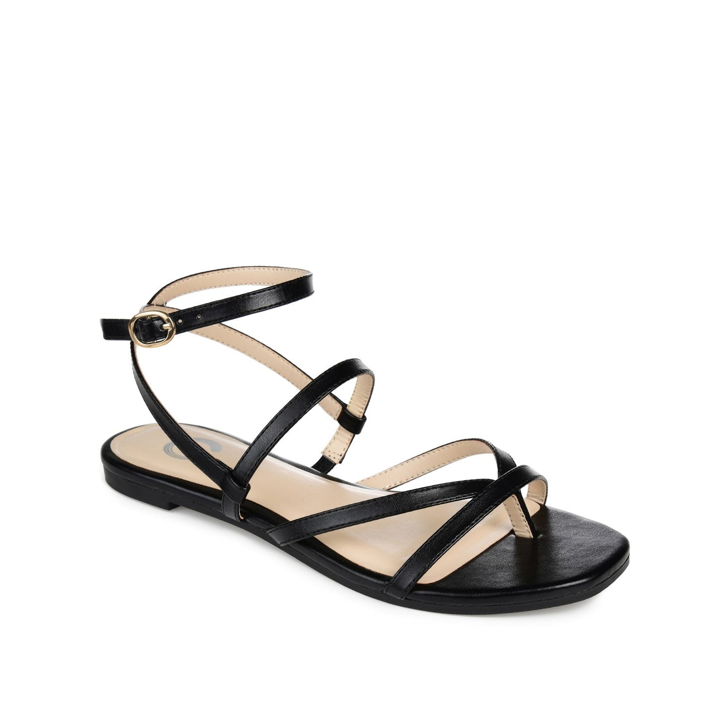 Journee SERISSA CRISSCROSS SANDAL IN VEGAN LEATHER - Black