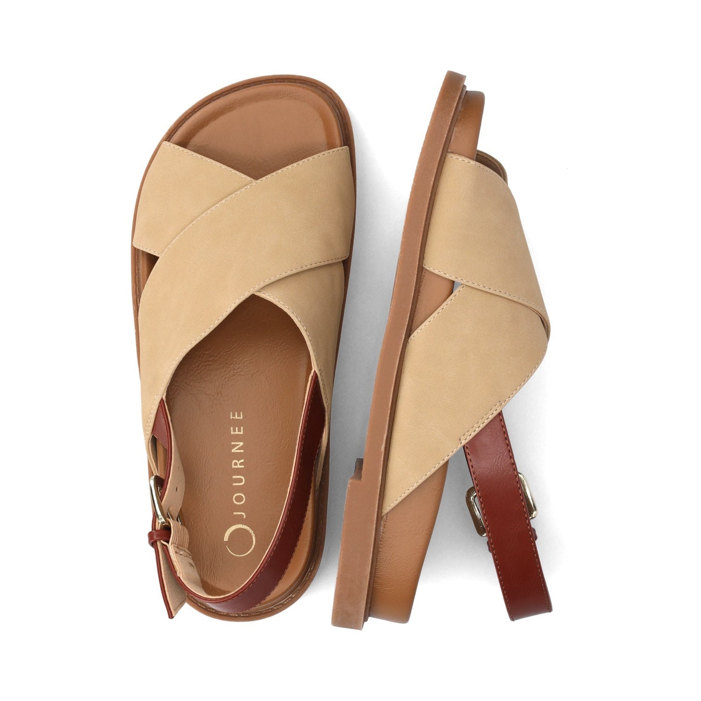 Journee MARINNA FLAT SANDALS - Taupe