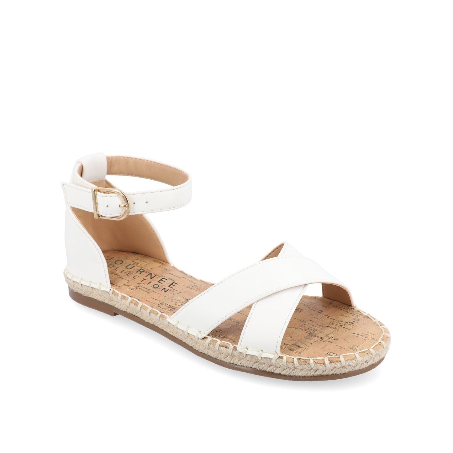 Journee LYDDIA ESPADRILLE SANDALS IN VEGAN LEATHER - White