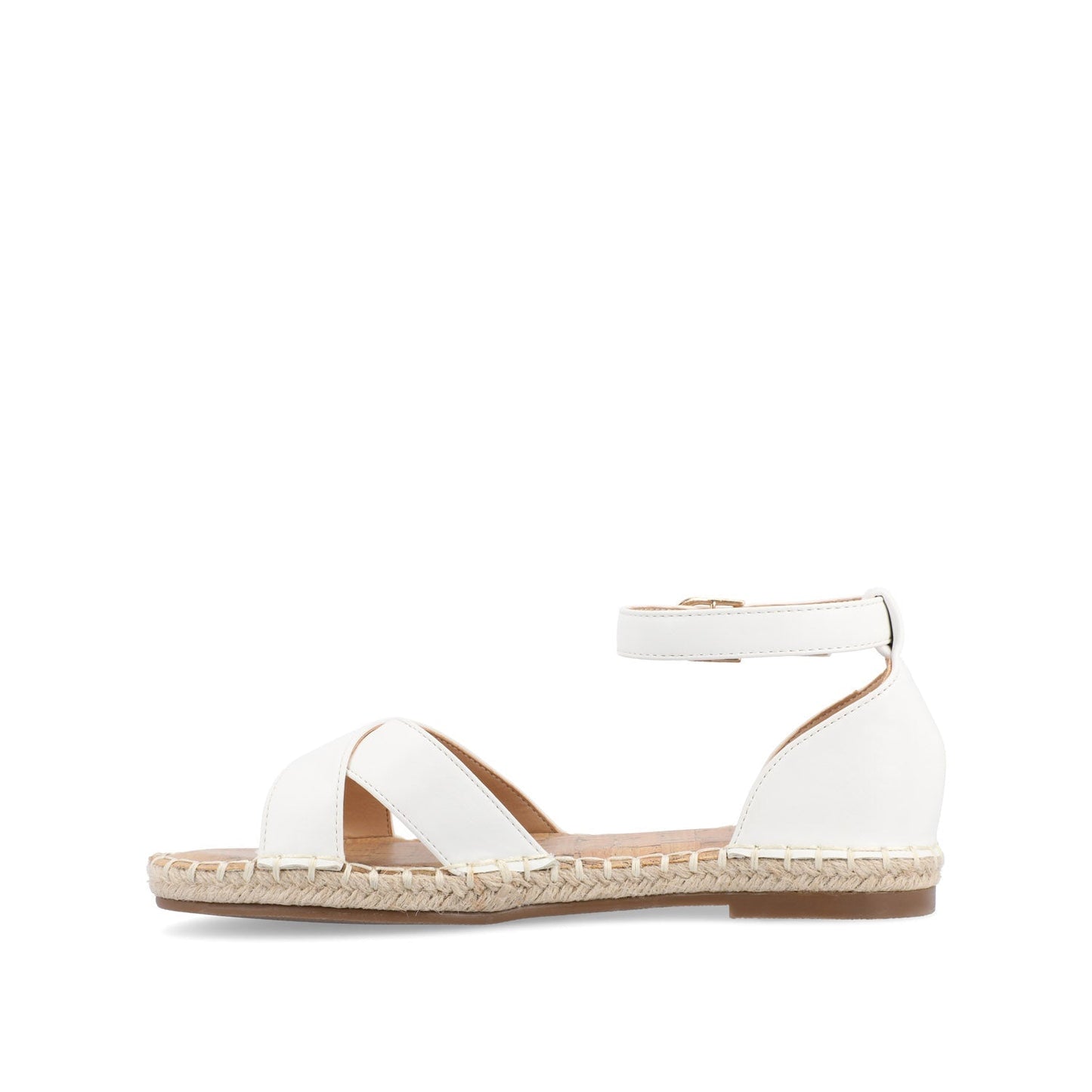 Journee LYDDIA ESPADRILLE SANDALS IN VEGAN LEATHER - White