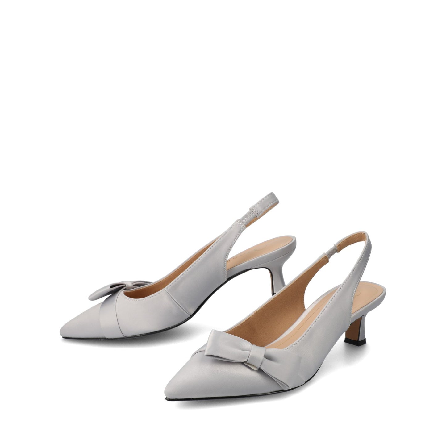 Journee PALOMA SLINGBACK KITTEN HEELS - Silver Satin