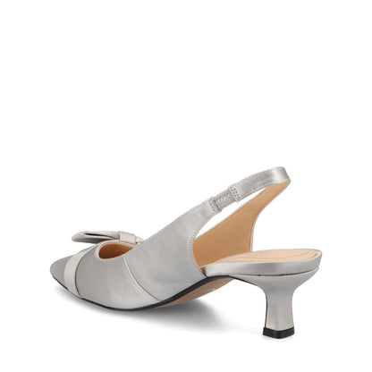 Journee PALOMA SLINGBACK KITTEN HEELS - Silver Satin