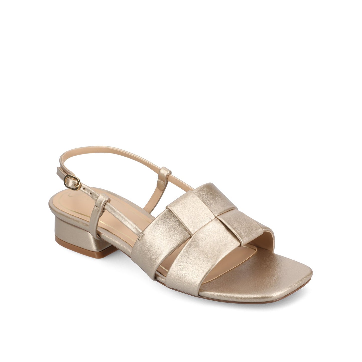 Journee TABATHA LOW BLOCK HEELS IN VEGAN LEATHER - Champagne