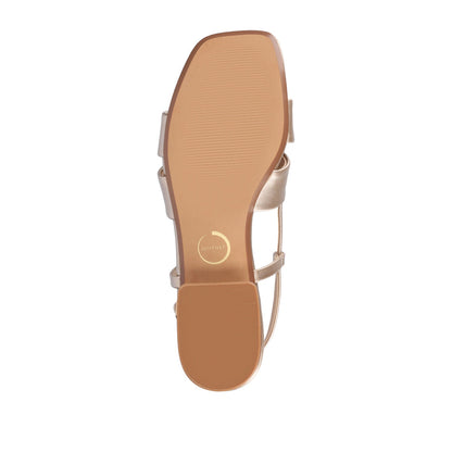 Journee TABATHA LOW BLOCK HEELS IN VEGAN LEATHER - Champagne