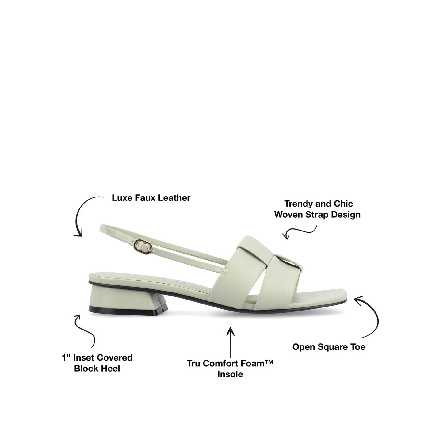 Journee TABATHA LOW BLOCK HEELS IN VEGAN LEATHER - Sage