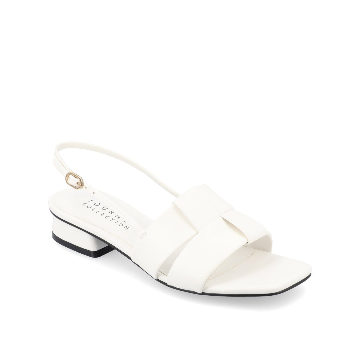Journee TABATHA LOW BLOCK HEELS IN VEGAN LEATHER - White