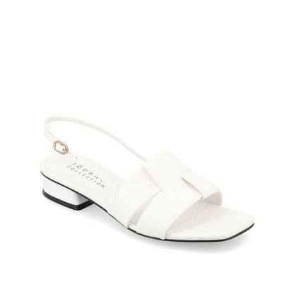 Journee TABATHA LOW BLOCK HEELS IN VEGAN LEATHER - White