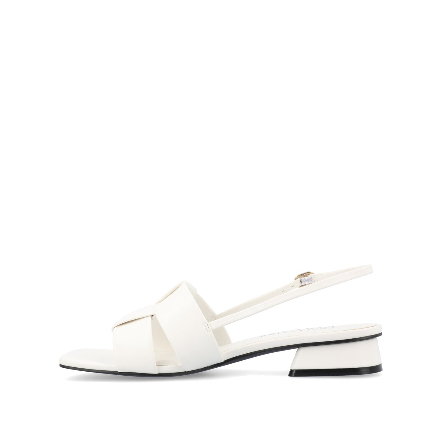 Journee TABATHA LOW BLOCK HEELS IN VEGAN LEATHER - White
