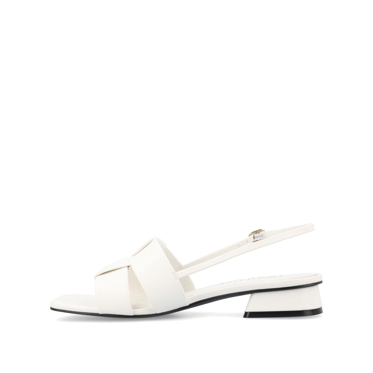 Journee TABATHA LOW BLOCK HEELS IN VEGAN LEATHER - White