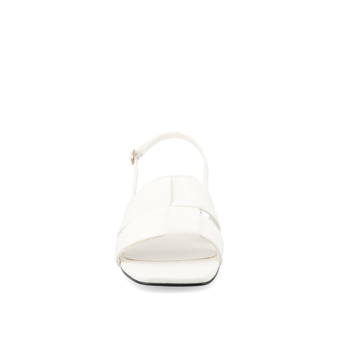 Journee TABATHA LOW BLOCK HEELS IN VEGAN LEATHER - White