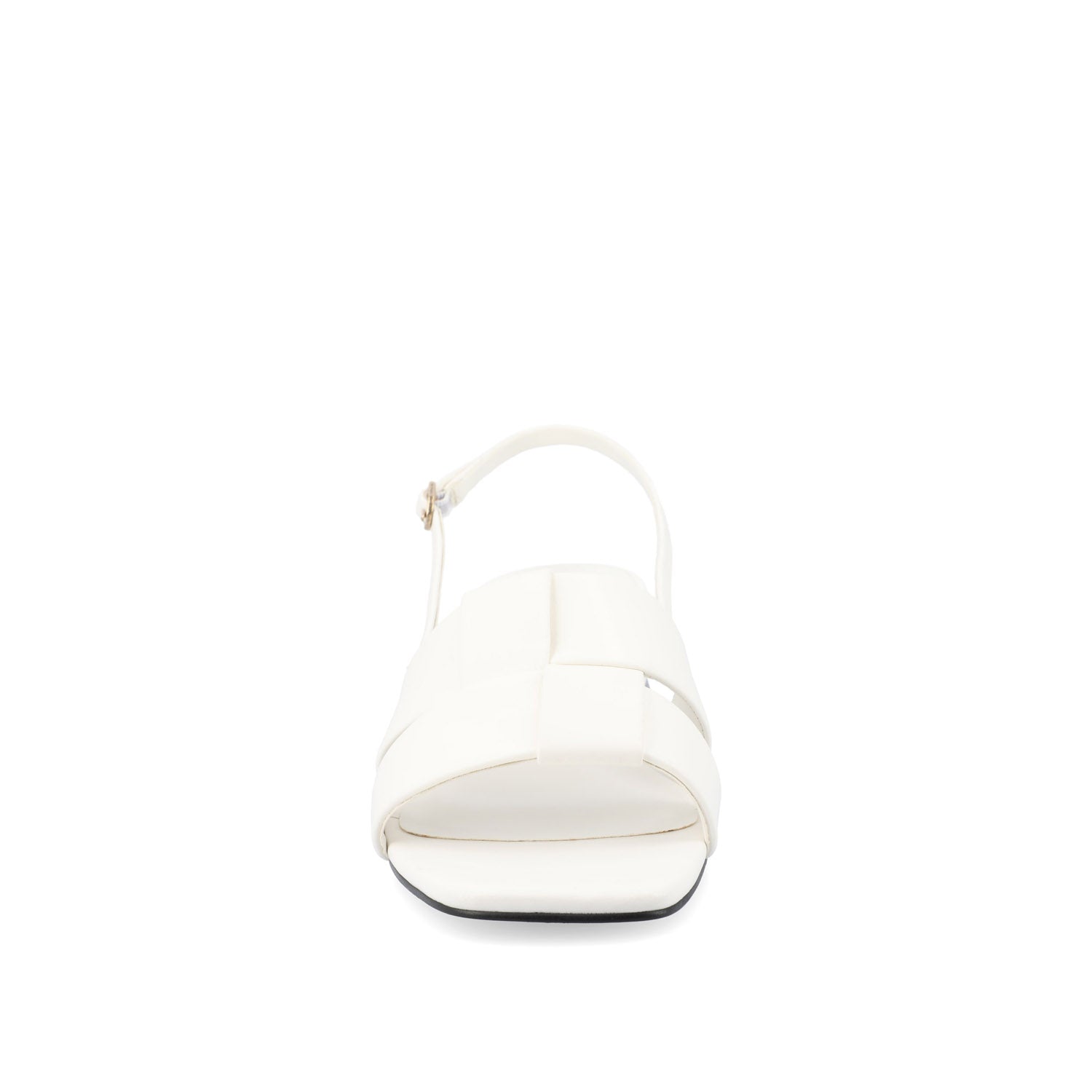 Journee TABATHA LOW BLOCK HEELS IN VEGAN LEATHER - White