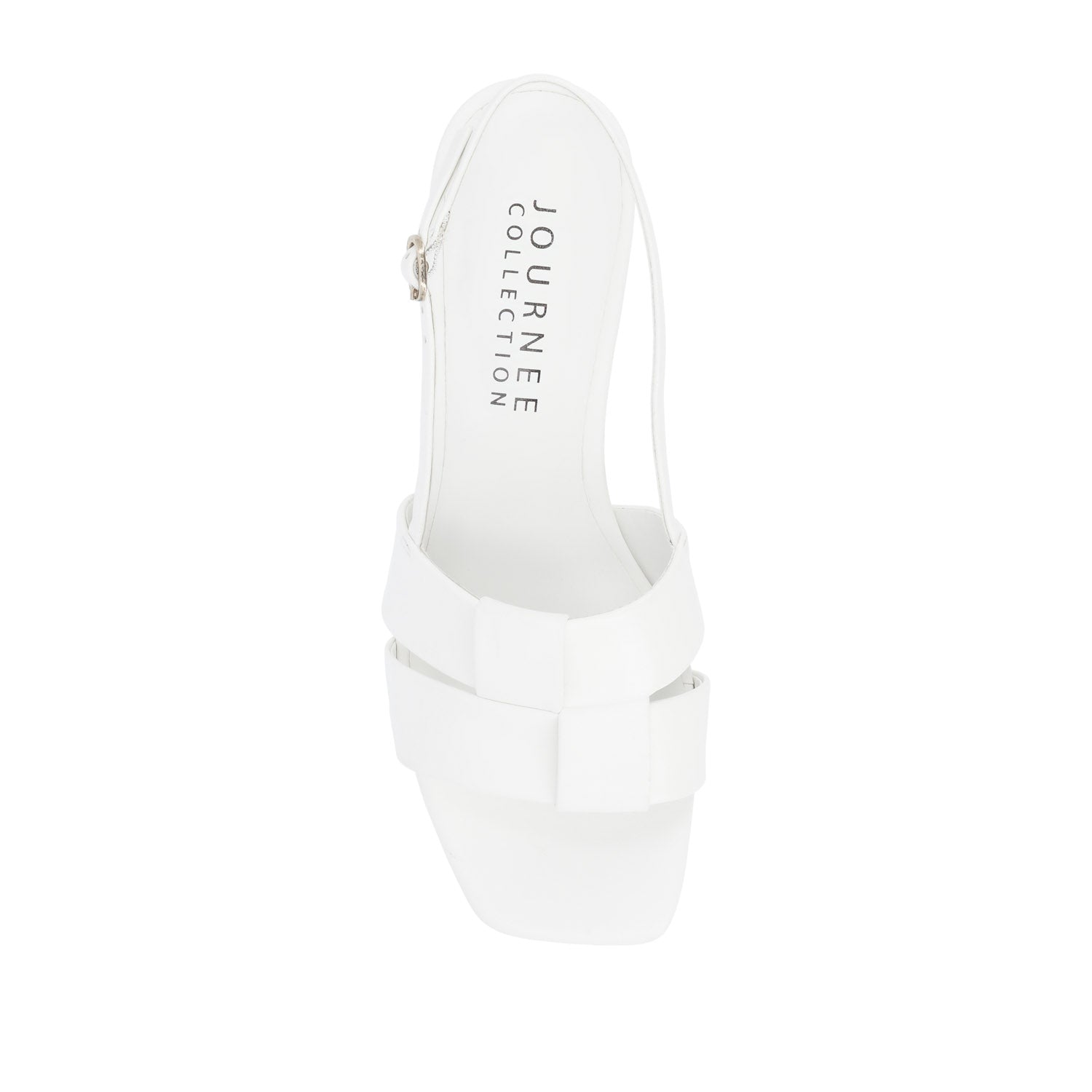 Journee TABATHA LOW BLOCK HEELS IN VEGAN LEATHER - White