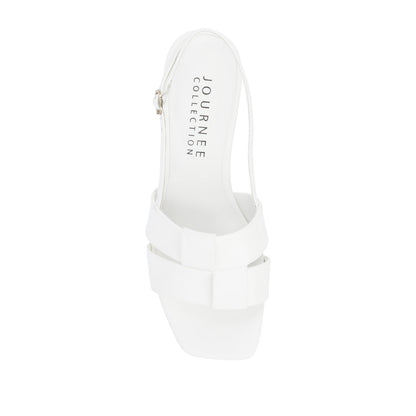 Journee TABATHA LOW BLOCK HEELS IN VEGAN LEATHER - White