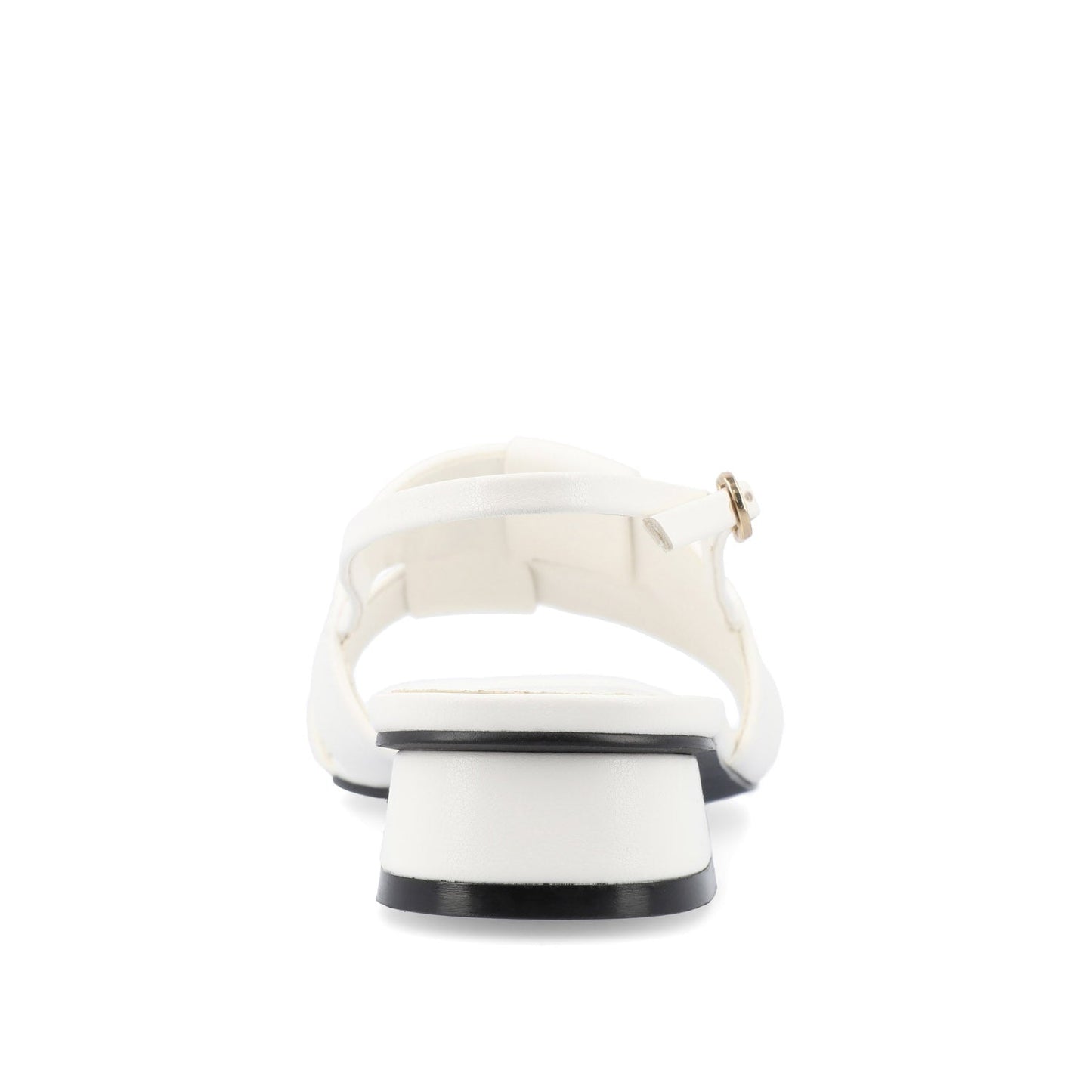 Journee TABATHA LOW BLOCK HEELS IN VEGAN LEATHER - White