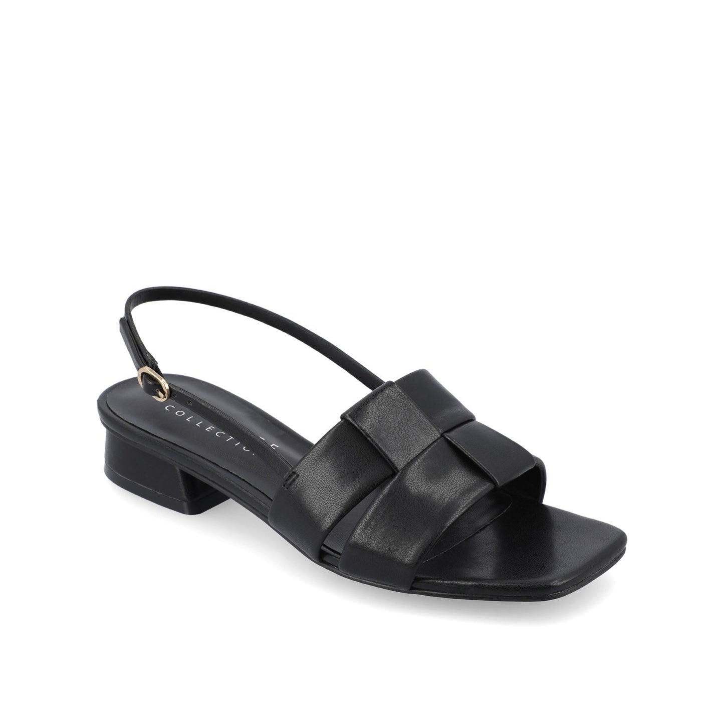 Journee TABATHA LOW BLOCK HEELS IN VEGAN LEATHER - Black