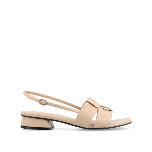 Journee TABATHA LOW BLOCK HEELS IN VEGAN LEATHER - Nude