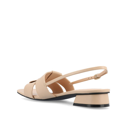 Journee TABATHA LOW BLOCK HEELS IN VEGAN LEATHER - Nude