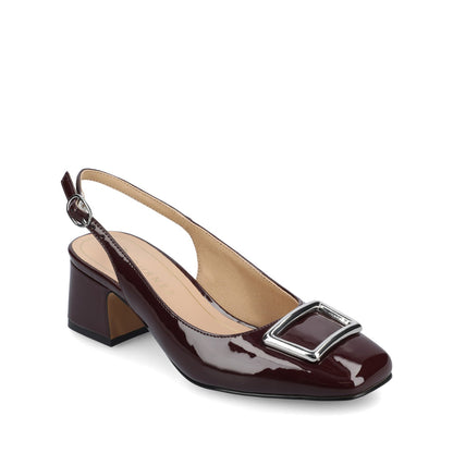 Journee EVERLEE SLINGBACK PUMP HEELS IN VEGAN LEATHER - Oxblood Nubuck