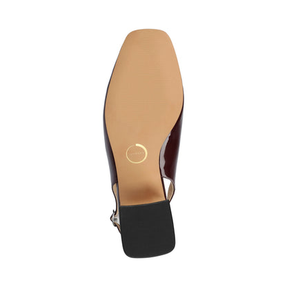 Journee EVERLEE SLINGBACK PUMP HEELS IN VEGAN LEATHER - Oxblood Nubuck