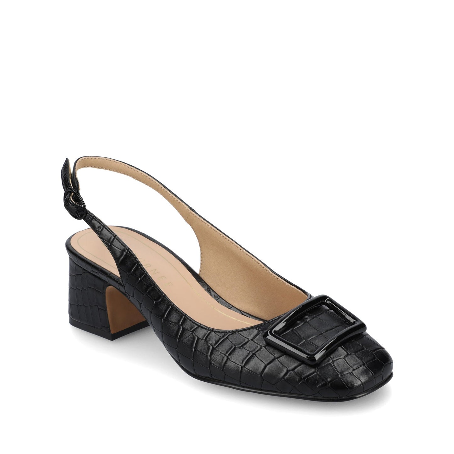 Journee EVERLEE SLINGBACK PUMP HEELS IN VEGAN LEATHER - Black Croco