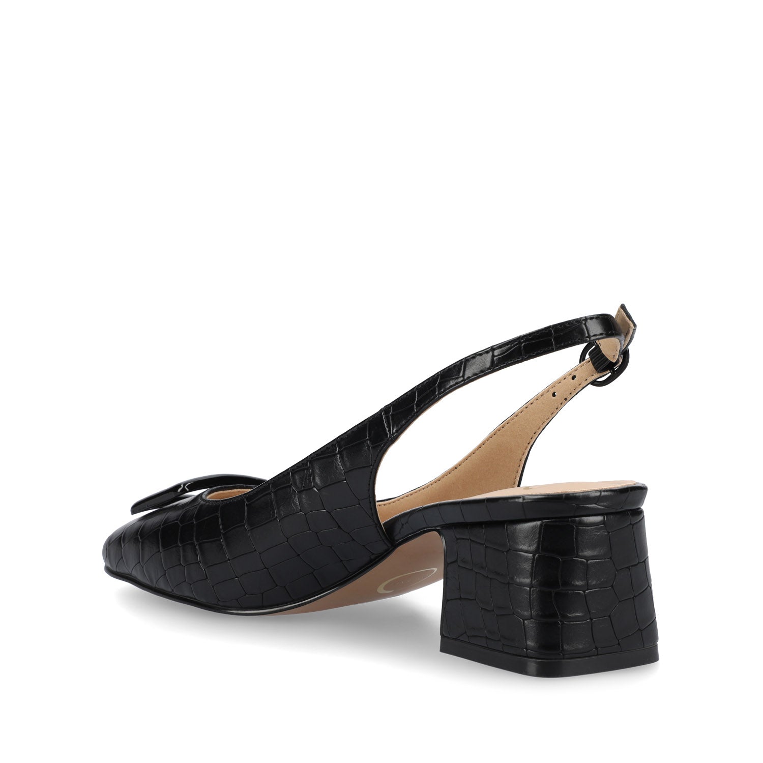 Journee EVERLEE SLINGBACK PUMP HEELS IN VEGAN LEATHER - Black Croco