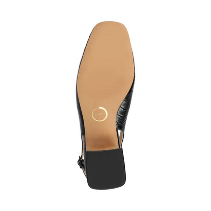 Journee EVERLEE SLINGBACK PUMP HEELS IN VEGAN LEATHER - Black Croco