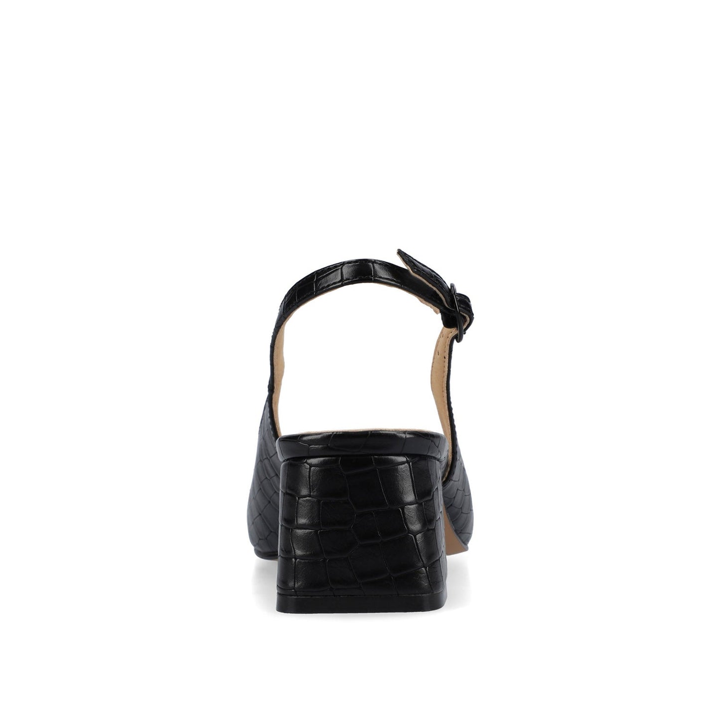 Journee EVERLEE SLINGBACK PUMP HEELS IN VEGAN LEATHER - Black Croco