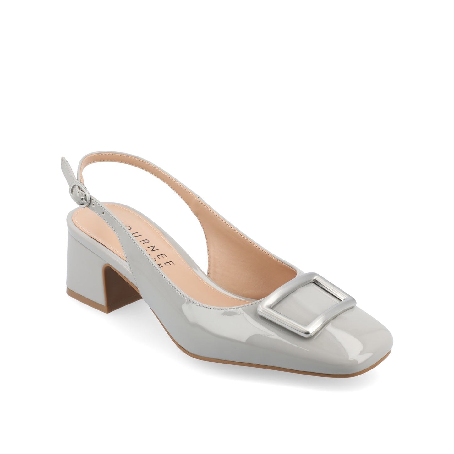 Journee EVERLEE SLINGBACK PUMP HEELS IN VEGAN LEATHER - Grey