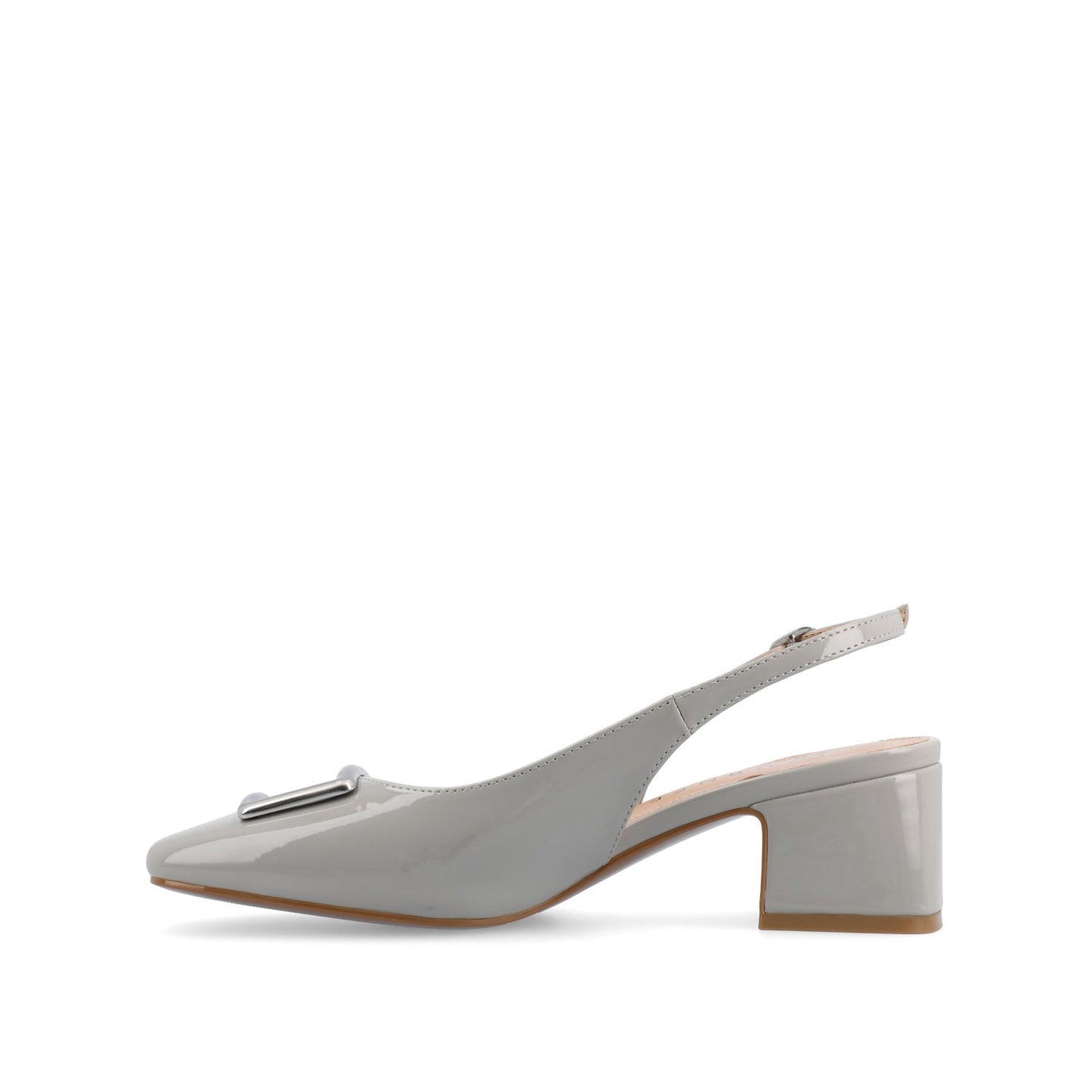 Journee EVERLEE SLINGBACK PUMP HEELS IN VEGAN LEATHER - Grey