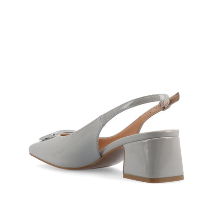 Journee EVERLEE SLINGBACK PUMP HEELS IN VEGAN LEATHER - Grey