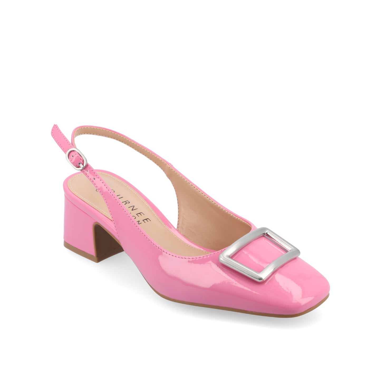 Journee EVERLEE SLINGBACK PUMP HEELS IN VEGAN LEATHER - Pink