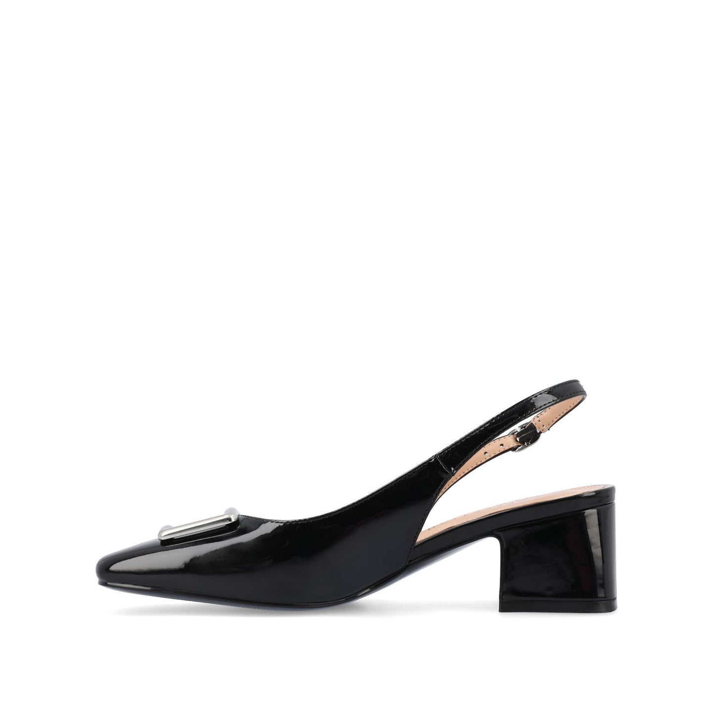 Journee EVERLEE SLINGBACK PUMP HEELS IN VEGAN LEATHER - Black