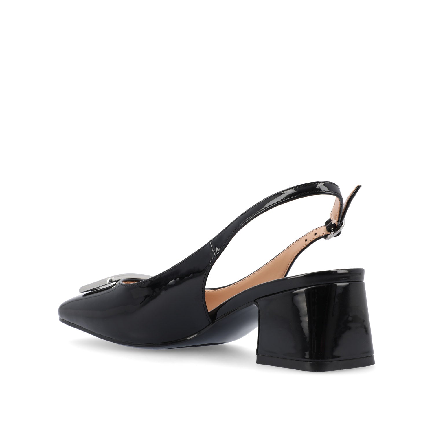 Journee EVERLEE SLINGBACK PUMP HEELS IN VEGAN LEATHER - Black