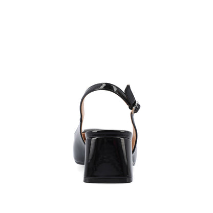 Journee EVERLEE SLINGBACK PUMP HEELS IN VEGAN LEATHER - Black