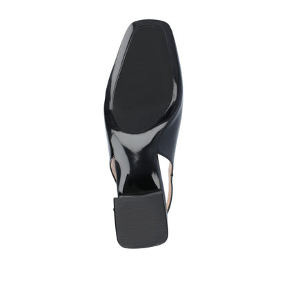 Journee EVERLEE SLINGBACK PUMP HEELS IN VEGAN LEATHER - Black