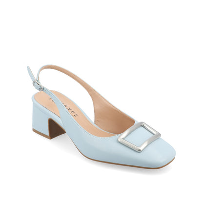 Journee EVERLEE SLINGBACK PUMP HEELS IN VEGAN LEATHER - Blue