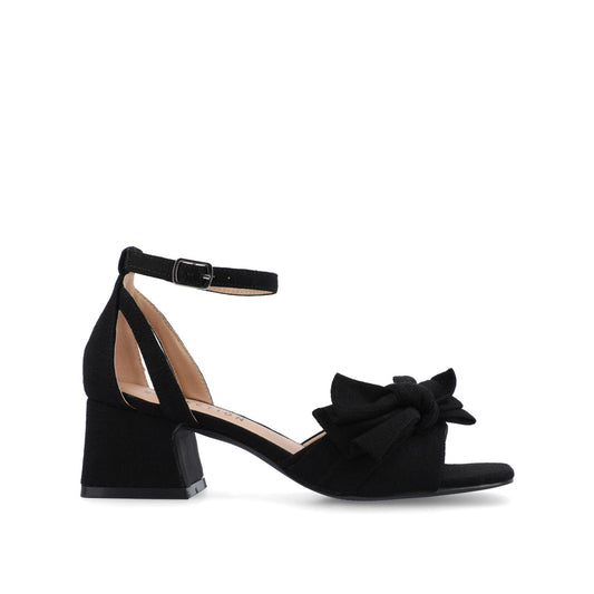 Journee ZEVI STRAPPY BLOCK HEELS IN FABRIC - Black Fabric