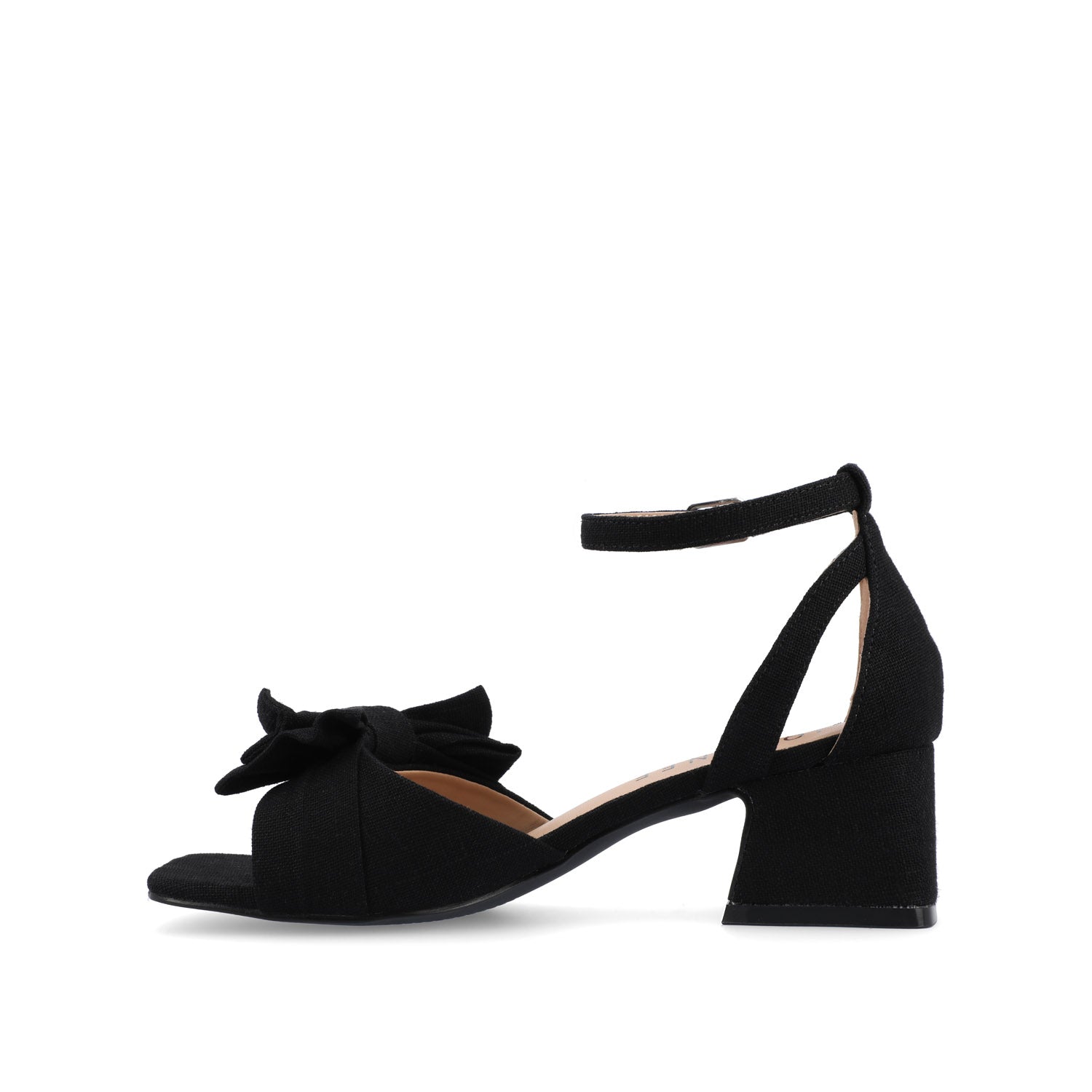Journee ZEVI STRAPPY BLOCK HEELS IN FABRIC - Black Fabric