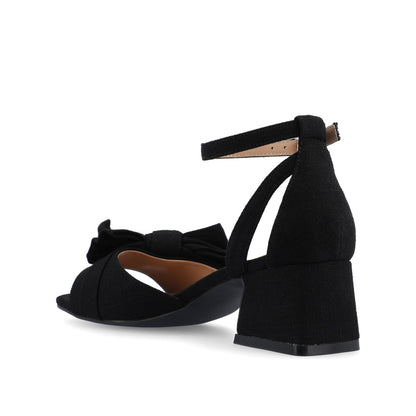 Journee ZEVI STRAPPY BLOCK HEELS IN FABRIC - Black Fabric