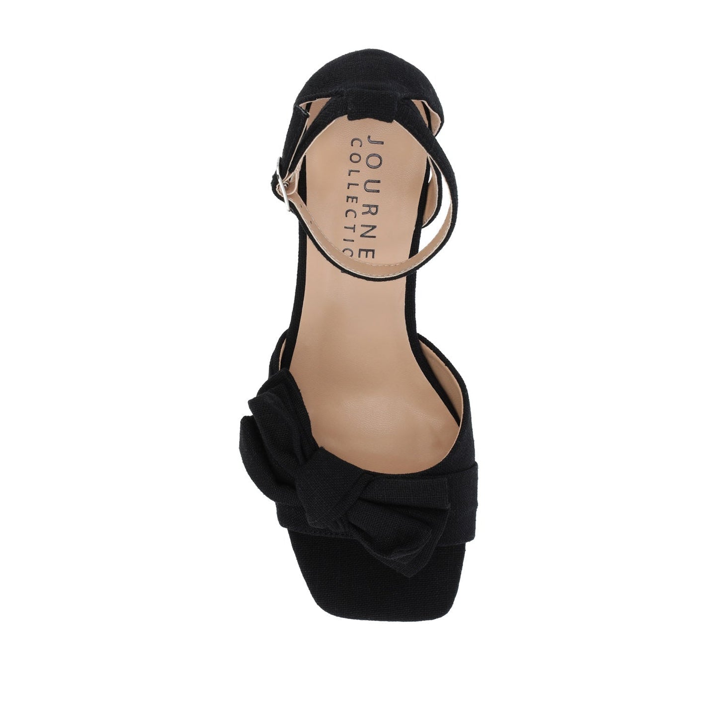 Journee ZEVI STRAPPY BLOCK HEELS IN FABRIC - Black Fabric