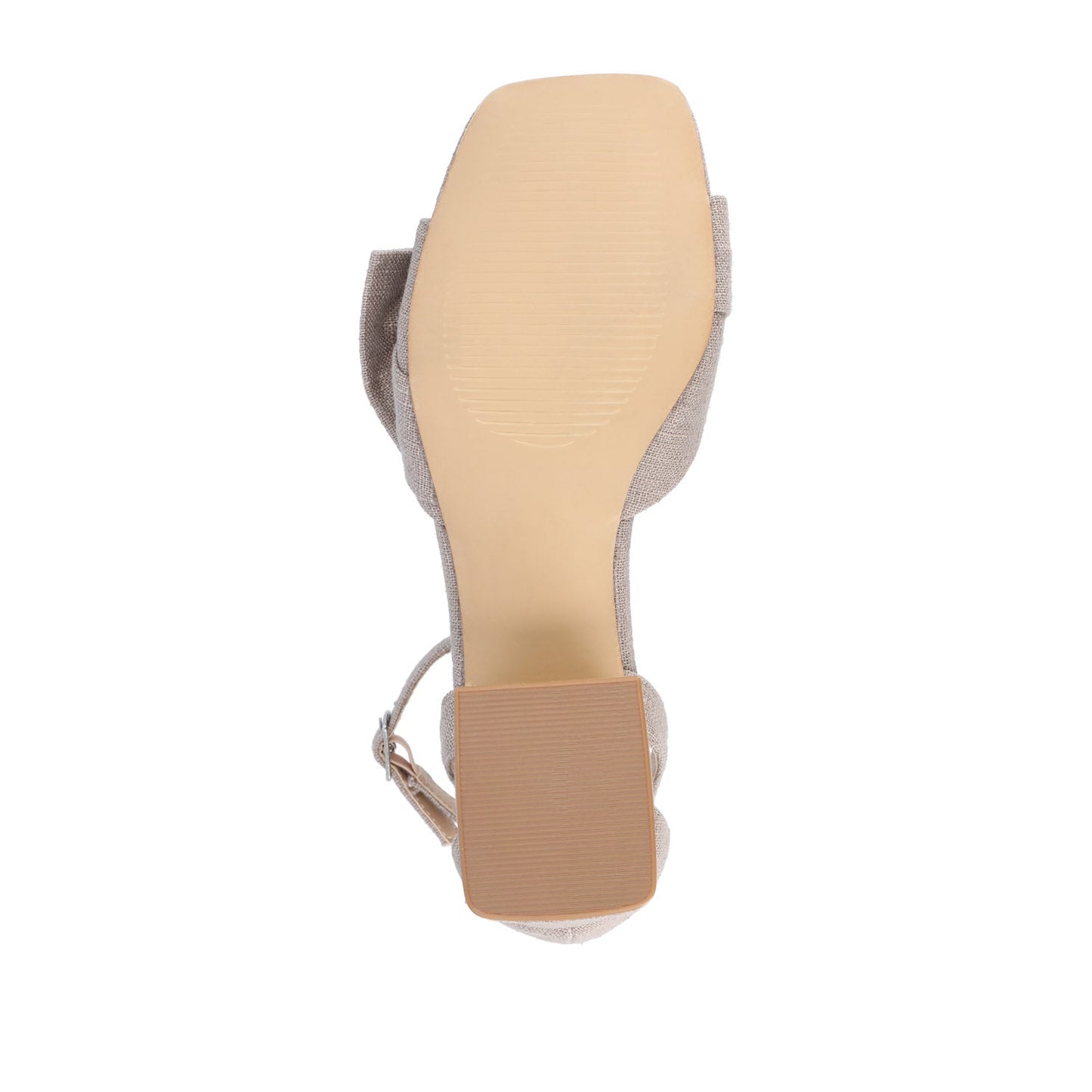 Journee ZEVI STRAPPY BLOCK HEELS IN FABRIC - Brown Fabric