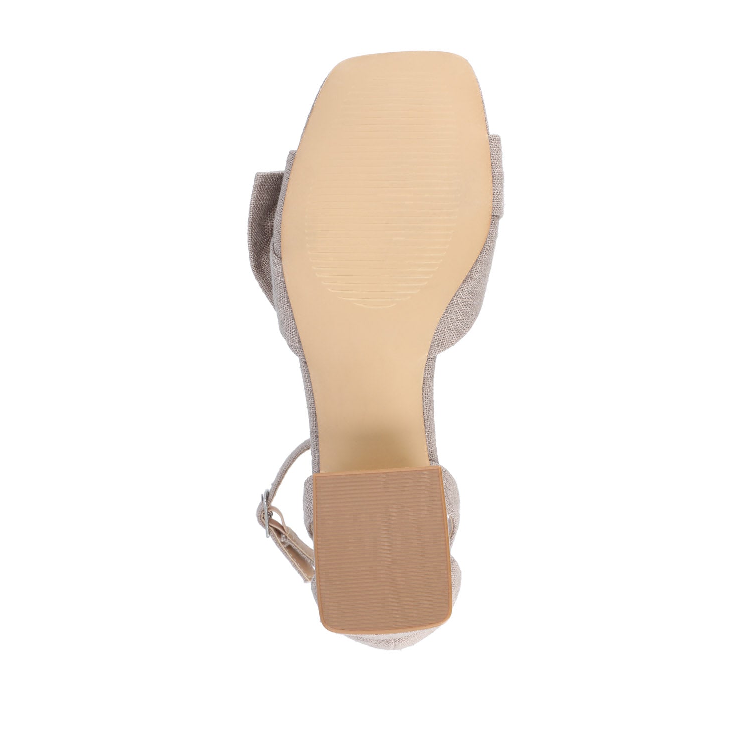 Journee ZEVI STRAPPY BLOCK HEELS IN FABRIC - Brown Fabric