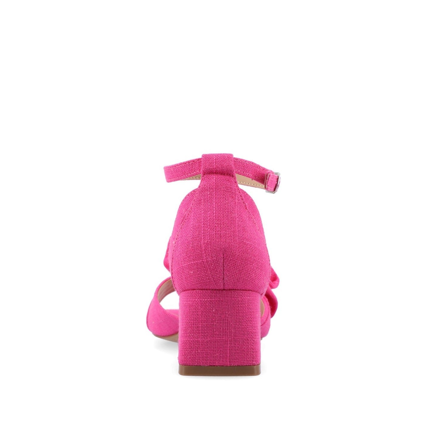 Journee ZEVI STRAPPY BLOCK HEELS IN FABRIC - Hot Pink