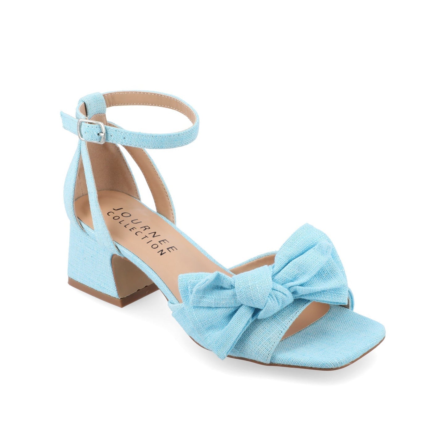 Journee ZEVI STRAPPY BLOCK HEELS IN FABRIC - Blue