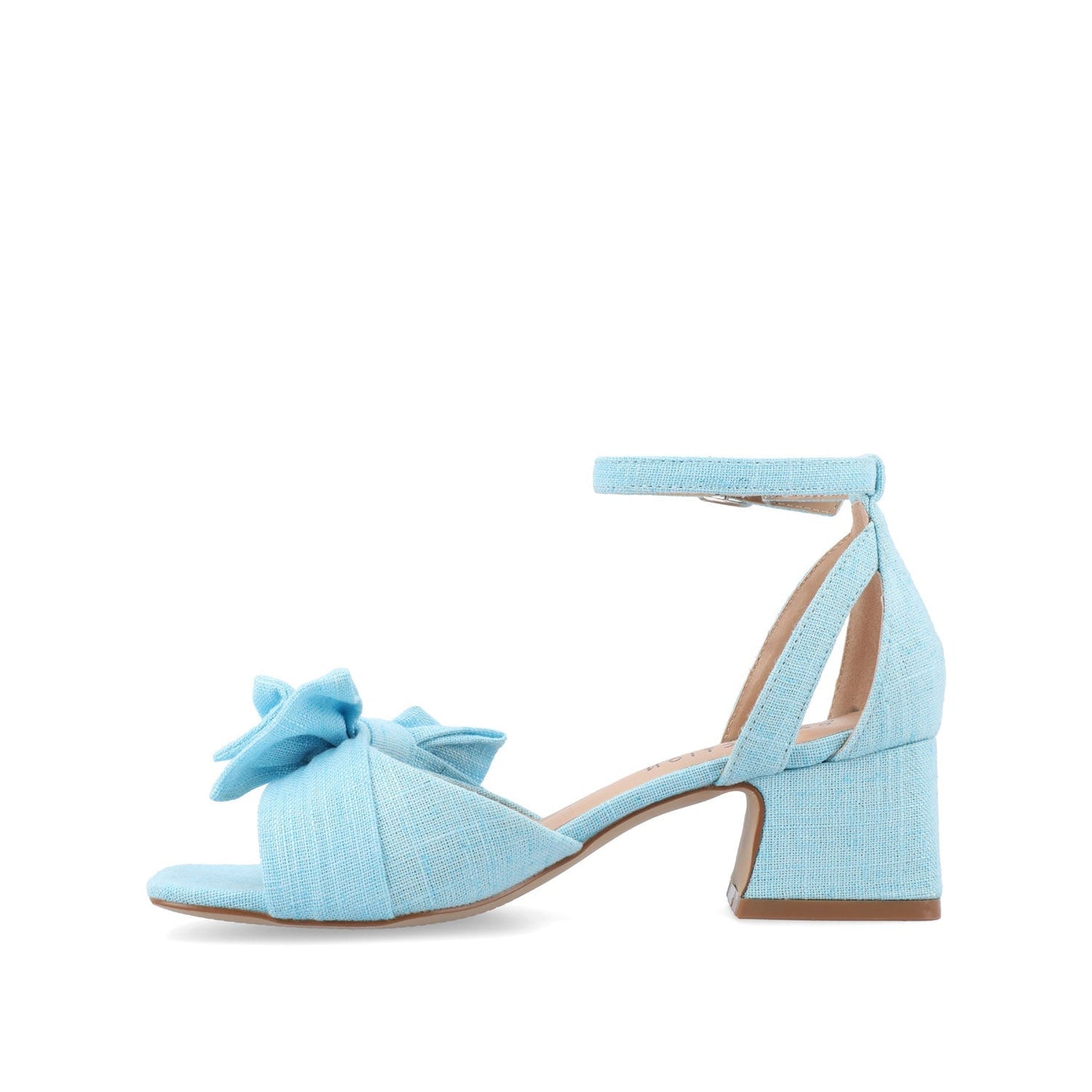 Journee ZEVI STRAPPY BLOCK HEELS IN FABRIC - Blue